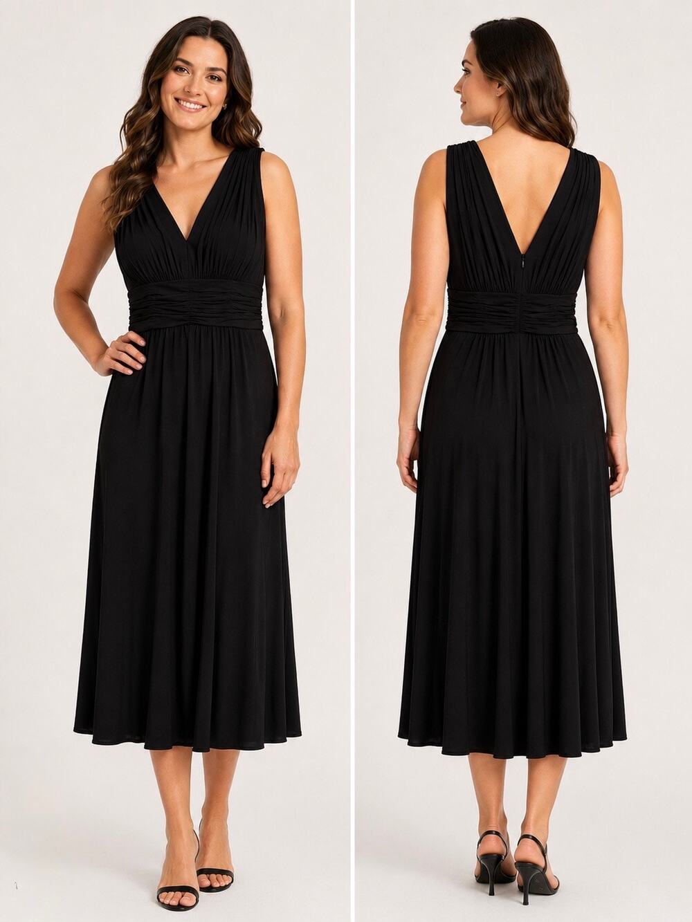Suzi Chin for Maggy Boutique Black Jersey Empire Waist Maxi Dress Size 10
